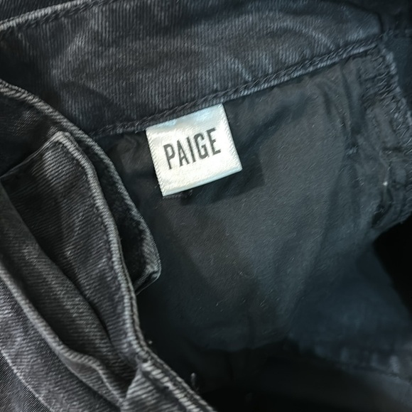 Paige Colette Cropped Flare Leg Belted Sash Raw Hem Jeans Ravenwood Black - Picture 4 of 7